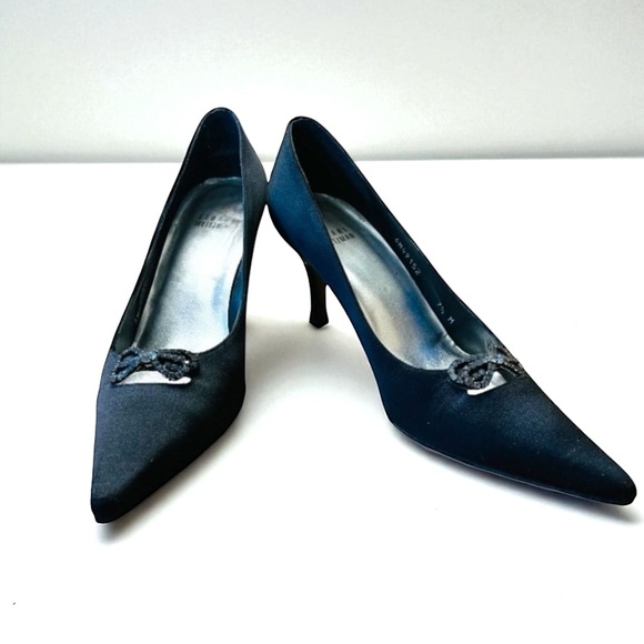 STUART WEITZMAN VTG SATIN POINTY TOE RHINESTONE SHOES SIZE 7.5 M - Picture 1 of 15